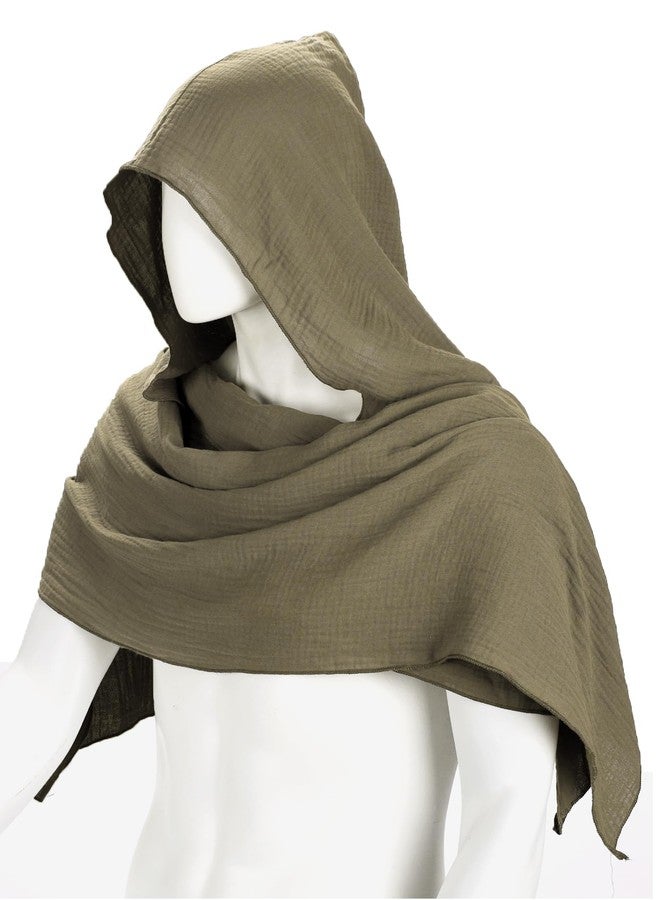 Ultrafun Medieval Renaissance Shawl Scarf Cape Men Women Multifunctional Hooded Cowl Halloween Cosplay Costume Accessories (Green) - Image 3